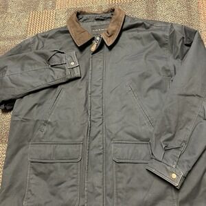 Croft & Barrow Blanket Lined Chore Coat Men XL Barn Jacket Leather Collar Cotton